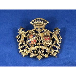 Vintage Heraldic Enamel Crest Brooch Pin